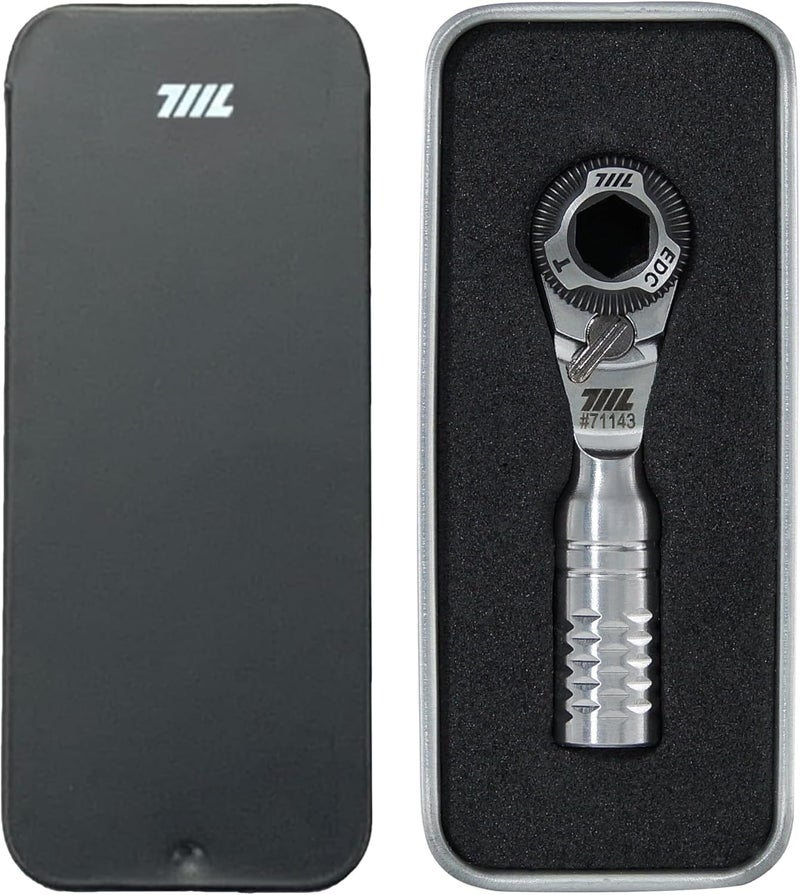 711L Mini Ratchet Wrench TG - One of the World's Smallest 1/4" EDC Ratchet Wrench For Tight Spaces - Stainless Steel - For Double-ended Bits - Image 1